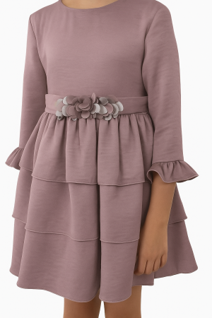 VESTIDO ROSA VOLANTES