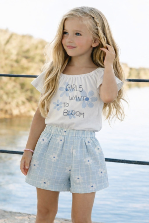 CONJUNTO CASUAL NIÑA CELESTE 
