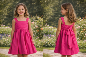 VESTIDO NIÑA FUCSIA 