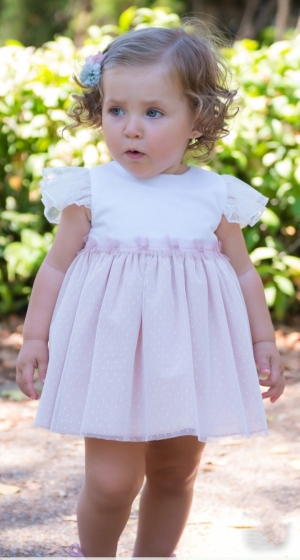 VESTIDO CEREMONIA NIÑA TUL ROSA