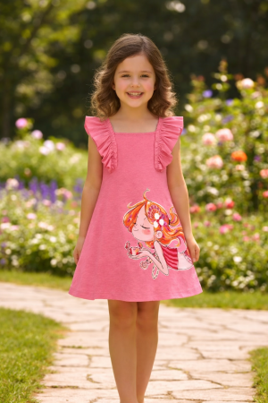 VESTIDO CASUAL NIÑA ROSA 