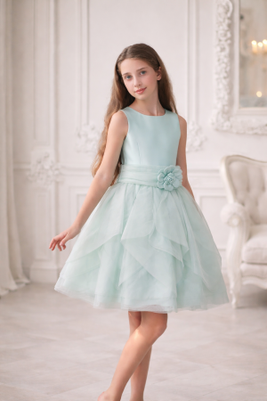 VESTIDO CEREMONIA NIÑA VERDE AGUA 