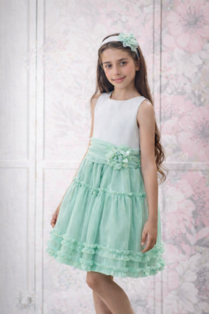 VESTIDO CEREMONIA NIÑA AGUAMARINA 