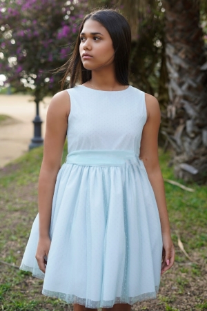 VESTIDO TUL PLUMETI AGUAMARINA 