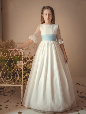 VESTIDO DE COMUNION NIÑA TUL 